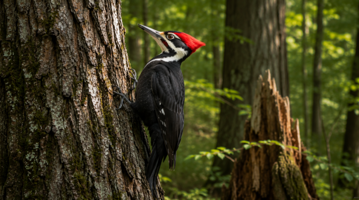 Illustration of a mature, long-established Pileated Woodpecker